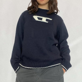 Jacquard-Strickpullover mit kontrastierendem Logo